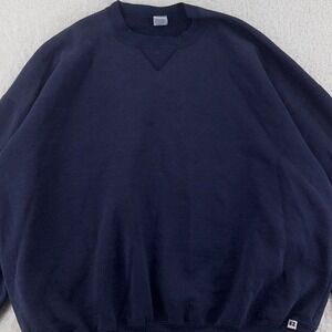 vintage 90s BLANK DARK BLUE RUSSELL ATHLETIC CREWNECK SWEATSHIRT 4XL made in usa